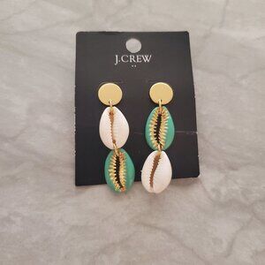 🐚 NEW J.Crew Conch Shell Nautical Beach Enamel Drop Dangle Earrings 🐚